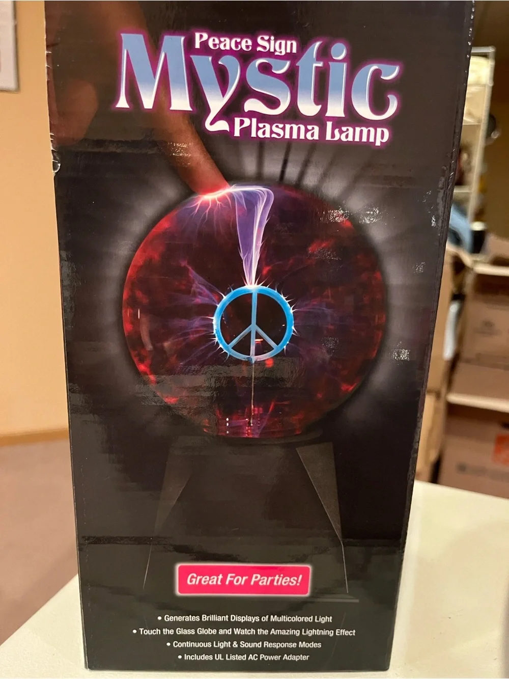 Mystic Peace Sign Plasma Lamp - Purple, Blue, Red
